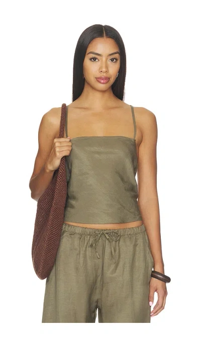 Leset Daniel Square Neck Tank In Cypress