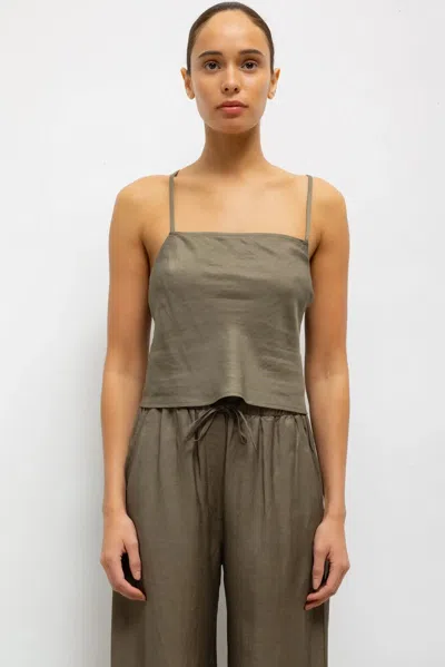 Leset Daniel Square Neck Tank In Green