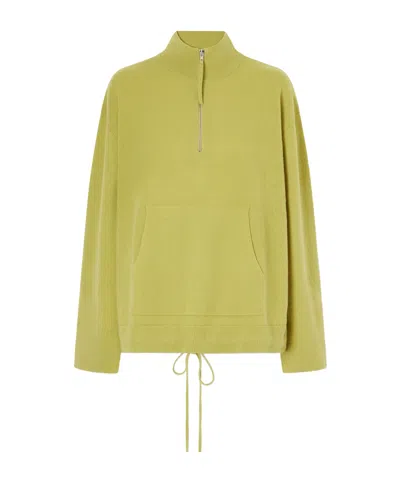 Leset Jesse Drawstring Wool Half-zip Sweatshirt In Green