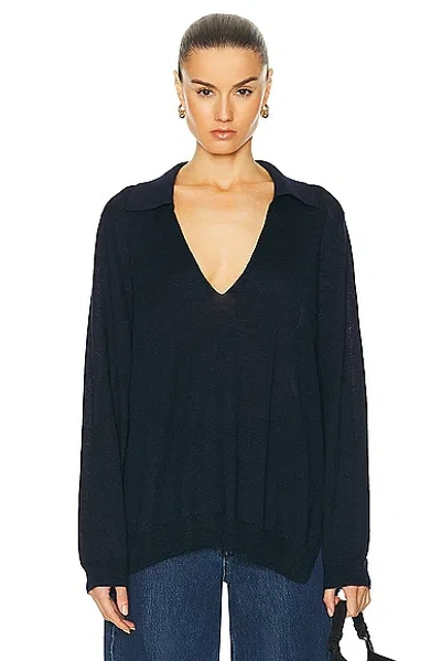 Leset Eve V Neck Polo Sweater In Space