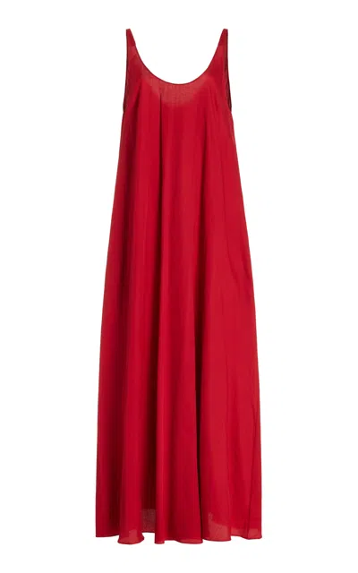 Leset Exclusive Yoko Sleeveless Cotton Maxi Dress In Red