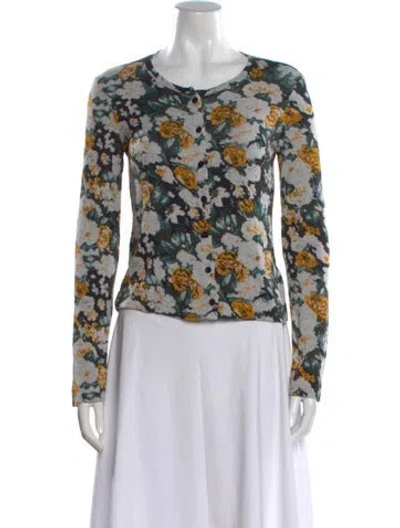 Pre-owned Leset Floral Print Crew Neck Sweater In Blue