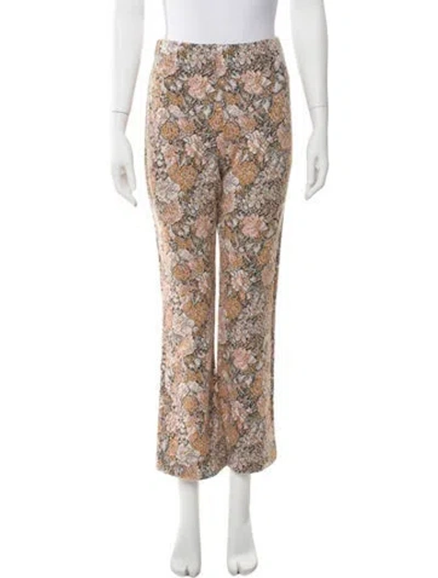 Pre-owned Leset Floral Print Wide Leg Pants In Neutral