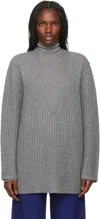 Leset Gray Emma Deep V Sweater In Grey Melange