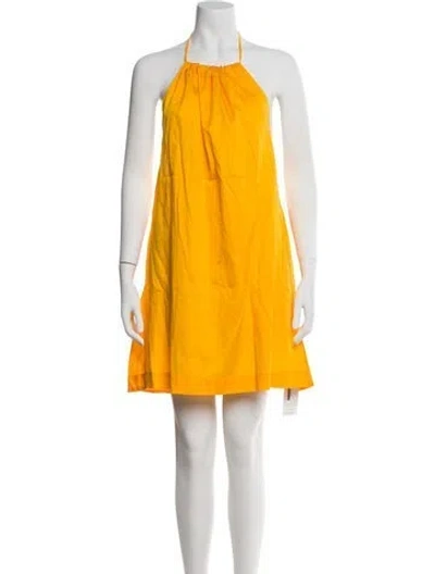 Pre-owned Leset Halterneck Knee-length Dress W/ Tags In Yellow
