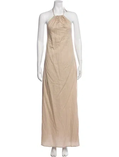 Pre-owned Leset Halterneck Long Dress In Neutral