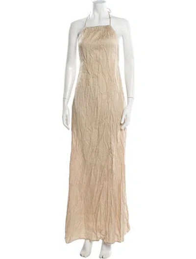 Pre-owned Leset Halterneck Long Dress In Neutral