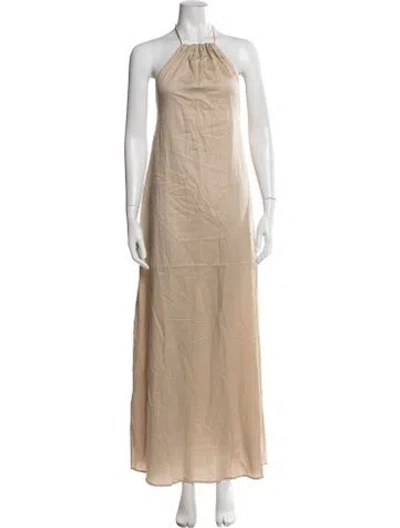 Pre-owned Leset Halterneck Long Dress In Neutral