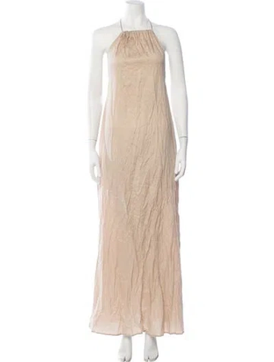 Pre-owned Leset Halterneck Long Dress In Neutrals