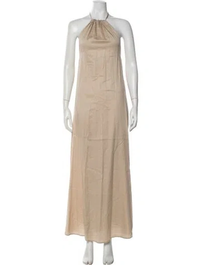 Pre-owned Leset Halterneck Long Dress W/ Tags In Neutral