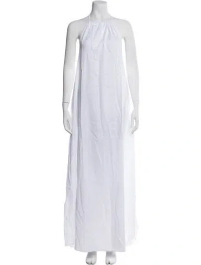 Pre-owned Leset Halterneck Long Dress W/ Tags In White