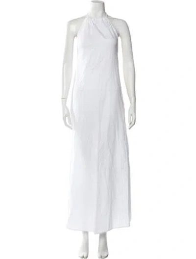 Pre-owned Leset Halterneck Long Dress In White