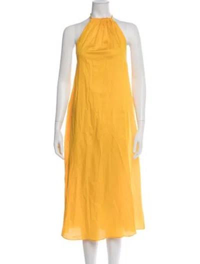 Pre-owned Leset Halterneck Midi Length Dress In Yellow