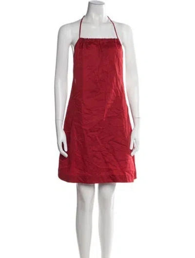 Pre-owned Leset Halterneck Mini Dress In Red