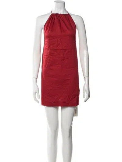 Pre-owned Leset Halterneck Mini Dress In Red