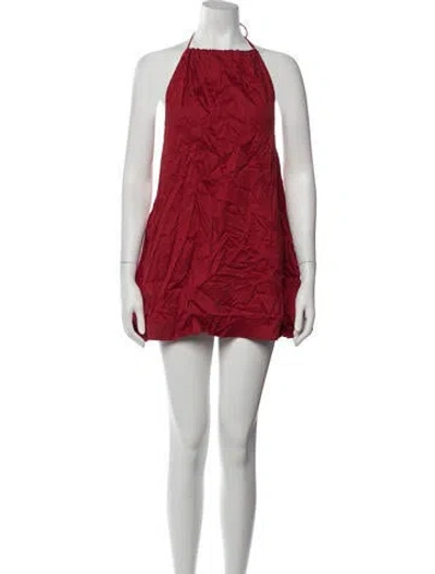 Pre-owned Leset Halterneck Mini Dress In Red