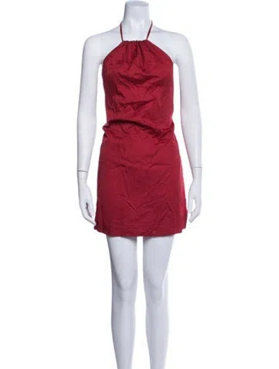 Pre-owned Leset Halterneck Mini Dress In Red