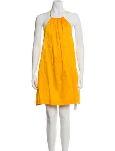 Pre-owned Leset Halterneck Mini Dress W/ Tags In Yellow