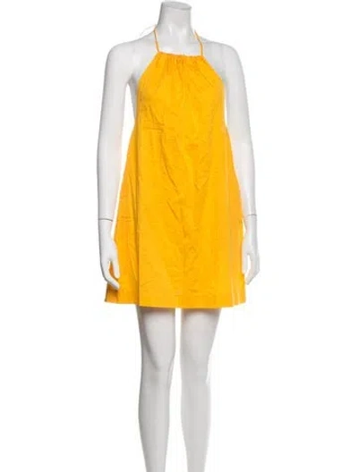 Pre-owned Leset Halterneck Mini Dress W/ Tags In Yellow