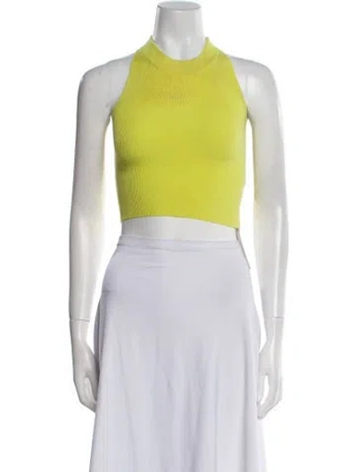 Pre-owned Leset Halterneck Sleeveless Crop Top In Yellow