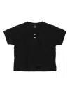 Leset Henley Cotton T-shirt In Black