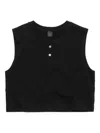 Leset Henley Sleeveless Top In Black