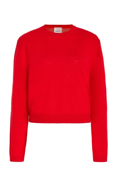 Leset James Classic Crewneck Wool Jumper In Red