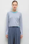 Leset James V Neck Merino Wool Sweater In Blue