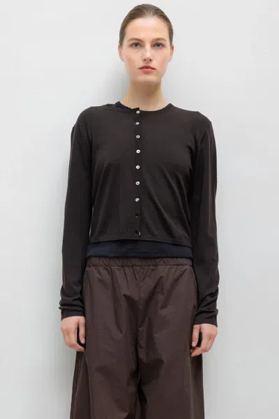 Leset James Crew Cardigan In Chocolate