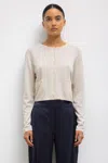 Leset James Crew Cardigan In Oat