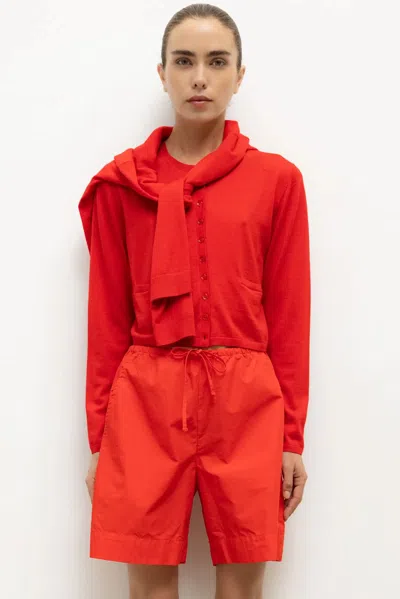 Leset James Crew Cardigan In Red