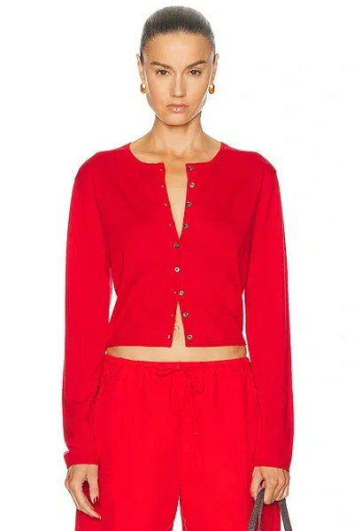 Leset James Crew Cardigan In Red