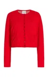 Leset James Crewneck Cropped Cardigan In Red