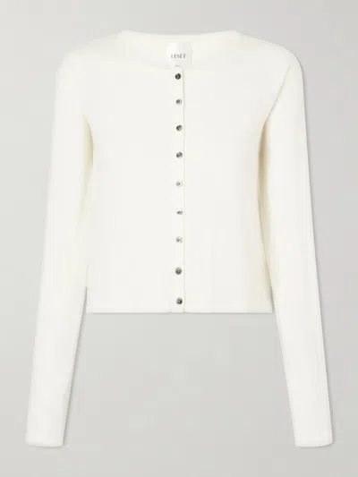 Leset James Crew Cardigan In Brown