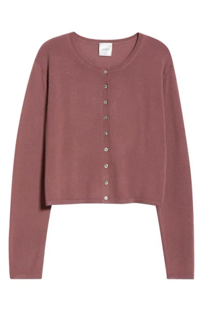 Leset James Merino Wool Crewneck Cardigan In Pink