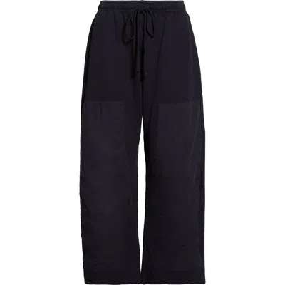 Leset James Mixed Media Drawstring Pants In Blue