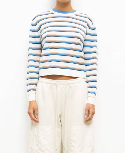 Leset James Stripe Classic Crew Top In Blue Stripe Parch/choc In Multi