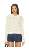 Leset James Stripe Polo In Neutral
