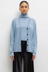 Leset James V Neck Cardigan In Blue
