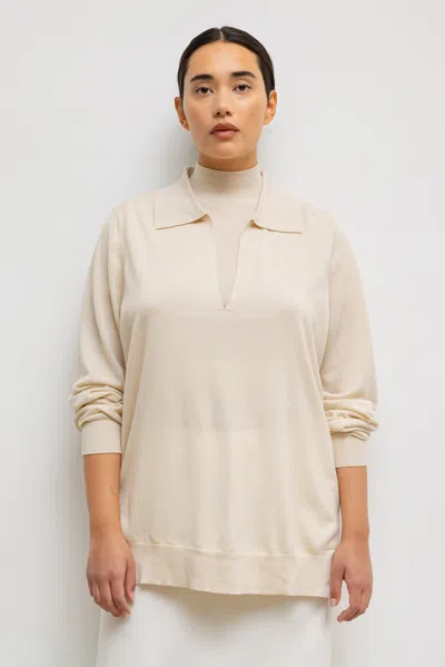 Leset James V Neck Polo In Neutral
