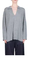 Leset James V Neck Polo Top In Grey In Grey