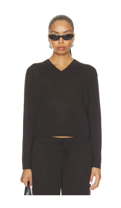 Leset James V Neck Top In Chocolate