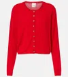 Leset James Merino Wool Crewneck Cardigan In Red