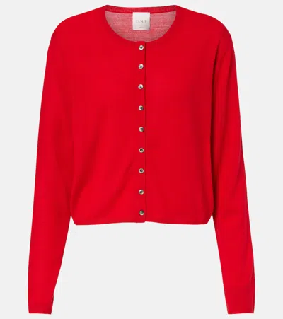 Leset James Merino Wool Crewneck Cardigan In Red