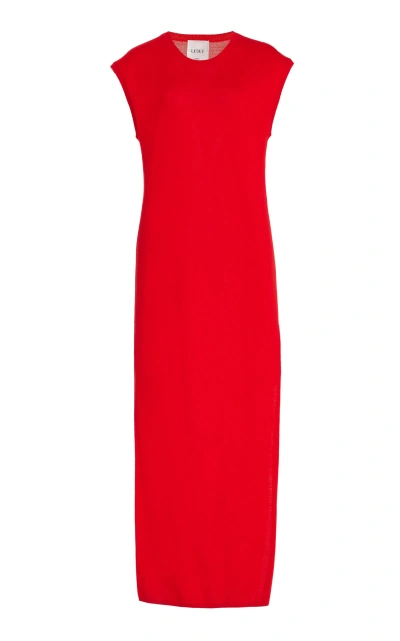 Leset James Wool Maxi Dress In Lipstick