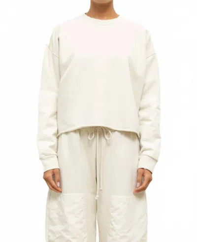 Leset Jamie Patch Crewneck Pullover In Chalk In White