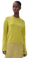 Leset Jesse Classic Crew Pullover Chartreuse In Green