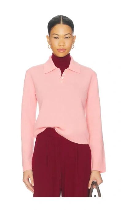 Leset Jesse Wool Polo Sweater In Pink