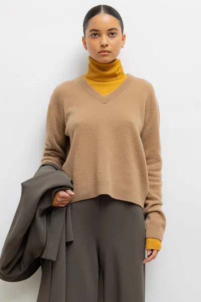 Leset Jesse V Neck Pullover In Brown