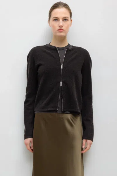 Leset Jesse Zip Cardigan In Chocolate